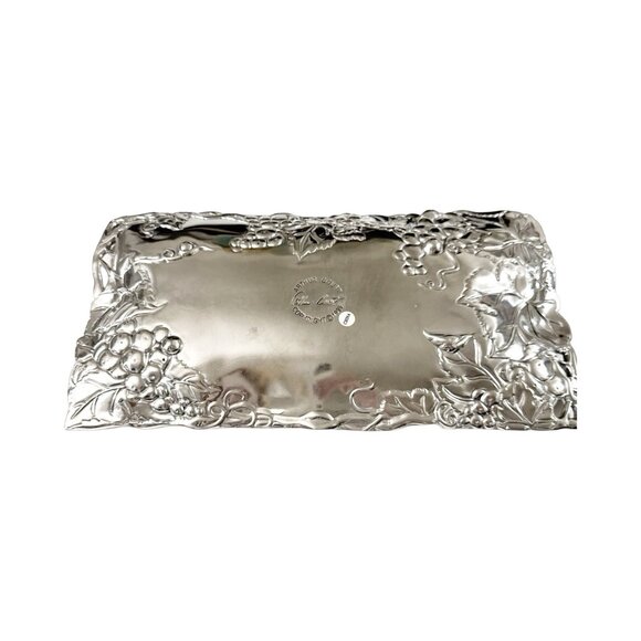 ARTHUR COURT Aluminum Tray Grape Pattern Rectangle Vintage - Picture 9 of 10